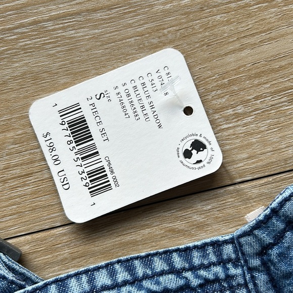 NEW Free People 2-Piece Maddox Denim Skirt + Top Set in Blue Shadow - Picture 13 of 15